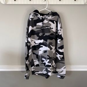 Black, Gray & White camo hoodie, Hollister, XS